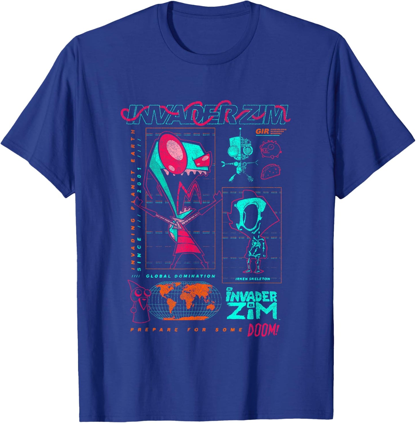 Invader Zim World Domination Grand Schematics T-Shirt - T-Shirt | Royal