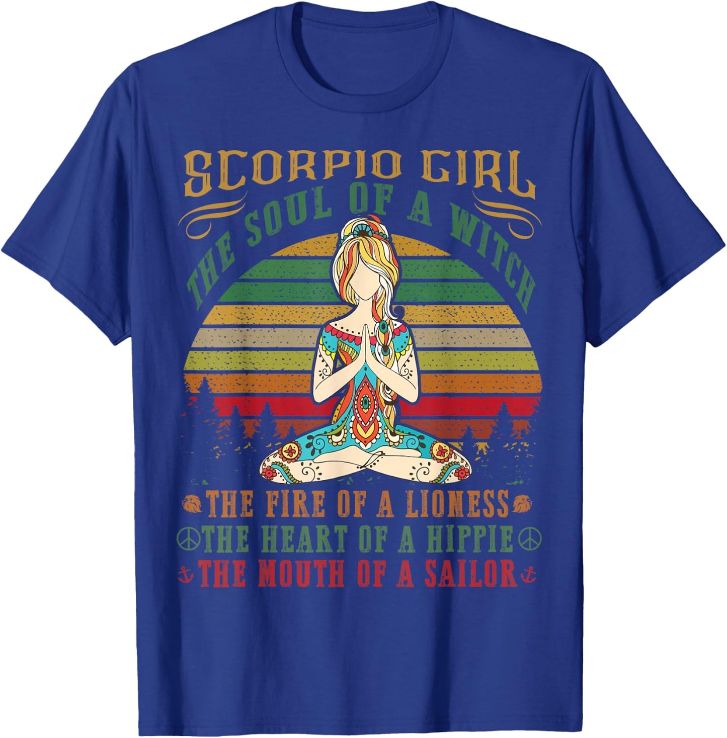 Scorpio Girl for Yoga Black Women Birthday Gifts T-Shirt - T-Shirt | Royal