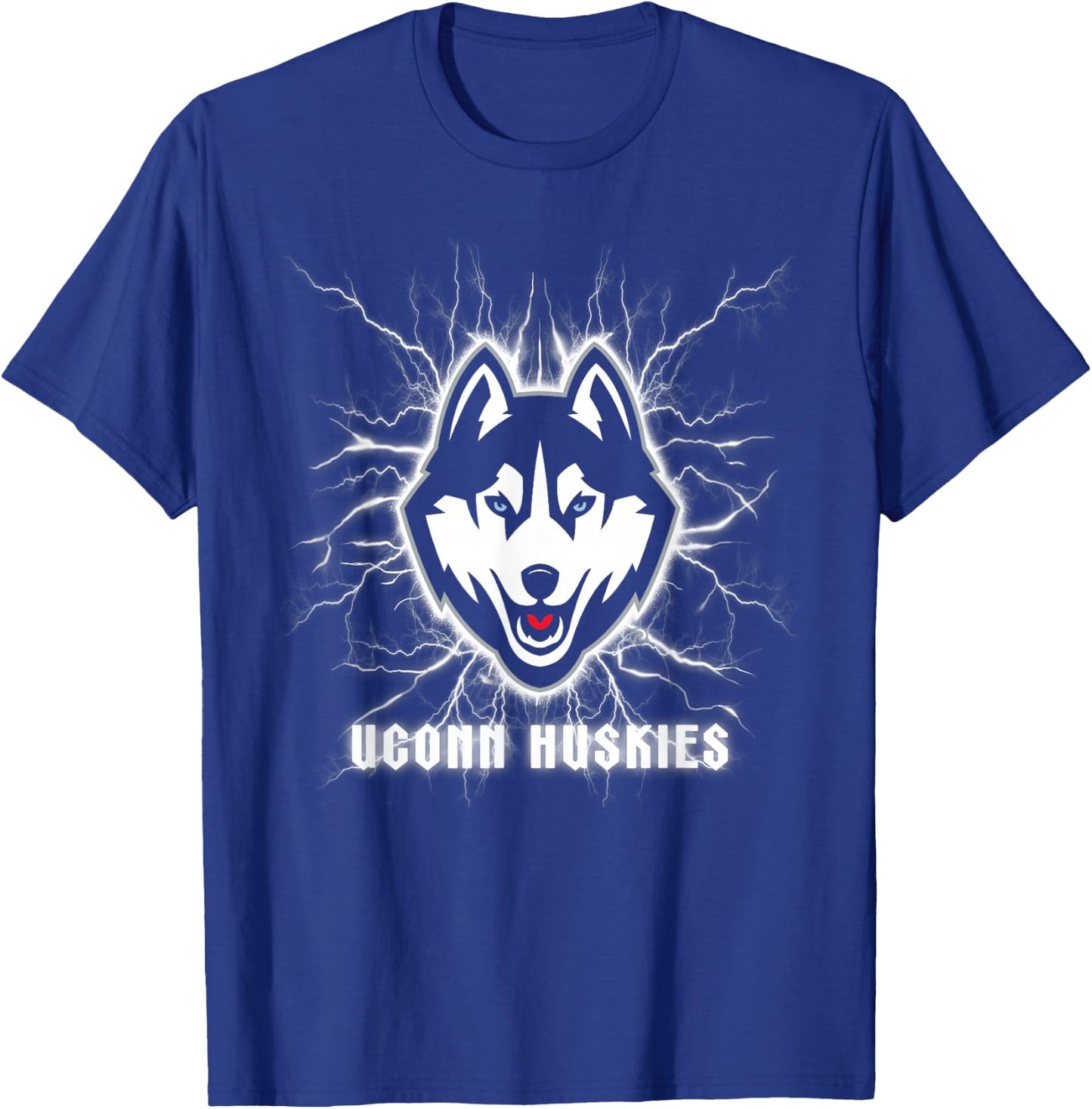 Elite Authentics Connecticut Huskies 90's Lightning -Adults Blue Small Short Sleeve T-Shirt - T-Shirt | Royal