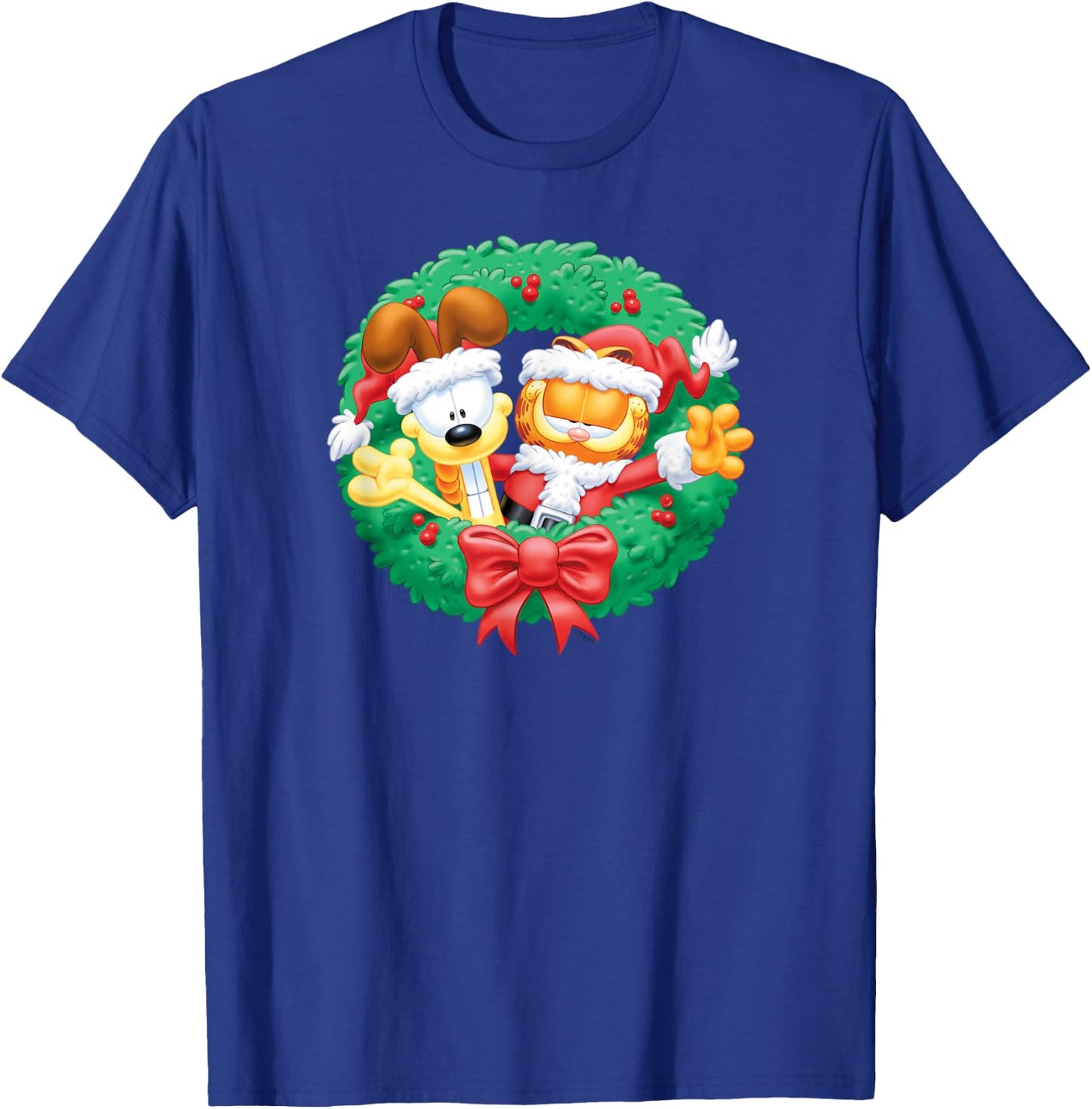 Garfield Christmas Wreath T-Shirt - T-Shirt | Royal