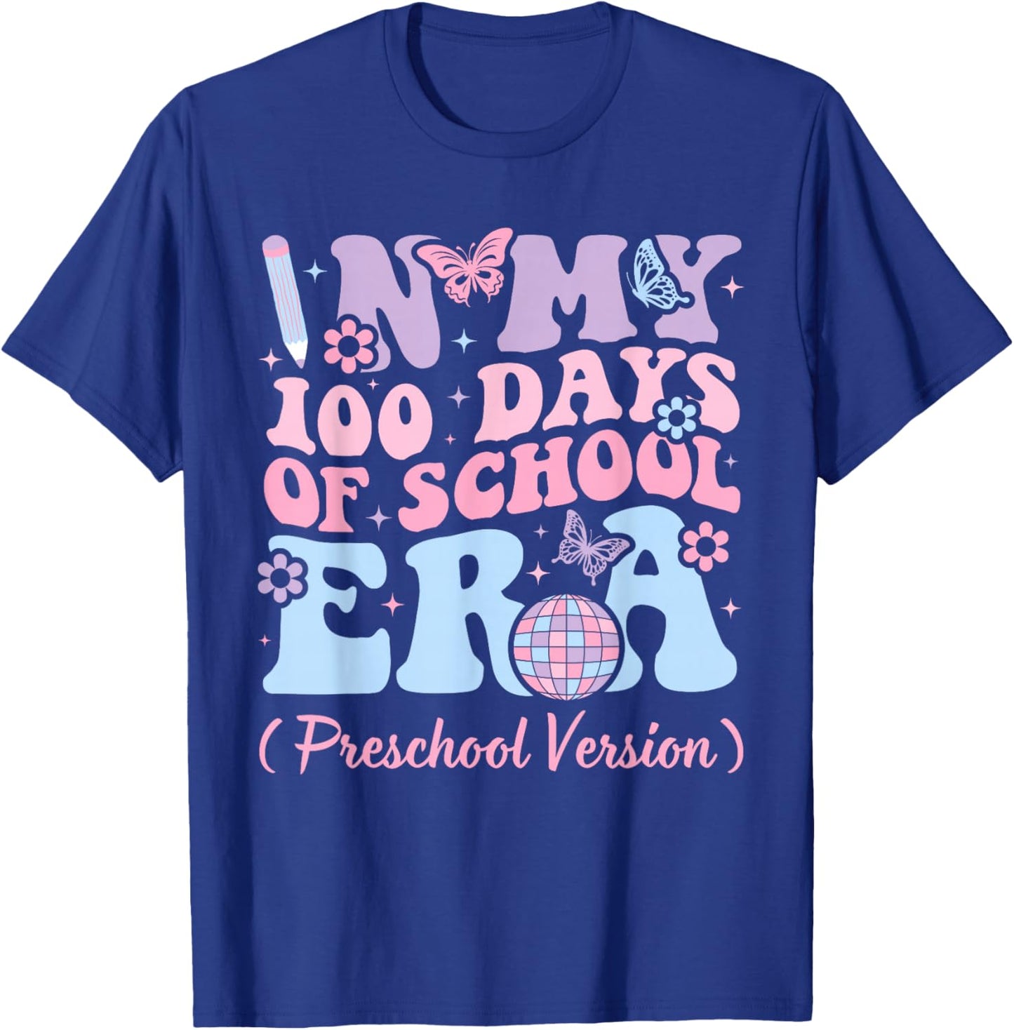 In My 100 Days Of School Era Kids Retro Preschool Version T-Shirt - T-Shirt | Royal