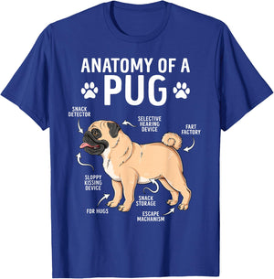 Anatomy of A Pug Funny Dog Lover Pug T-Shirt - T-Shirt | Royal