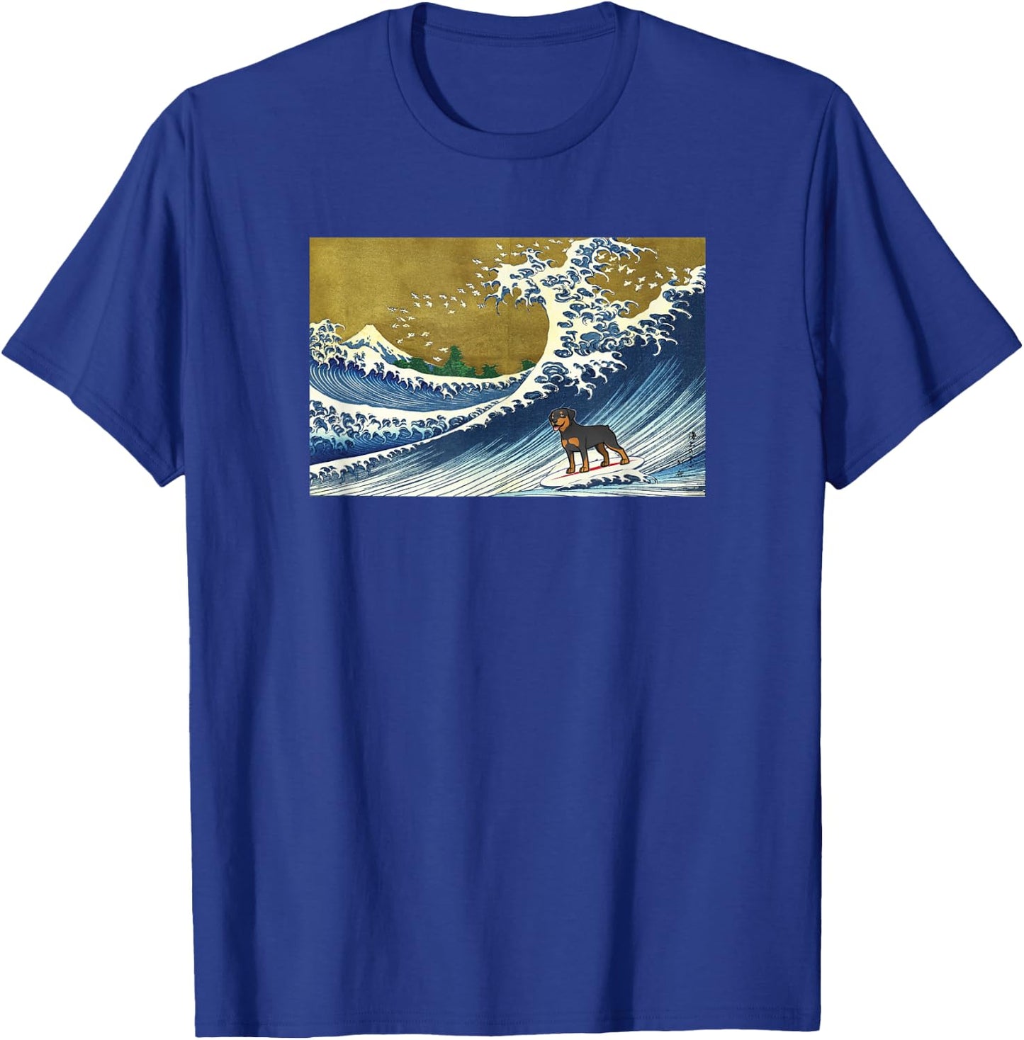 Funny Retro Vintage Surfing A Great Wave Rottweiler Lover T-Shirt - T-Shirt | Royal
