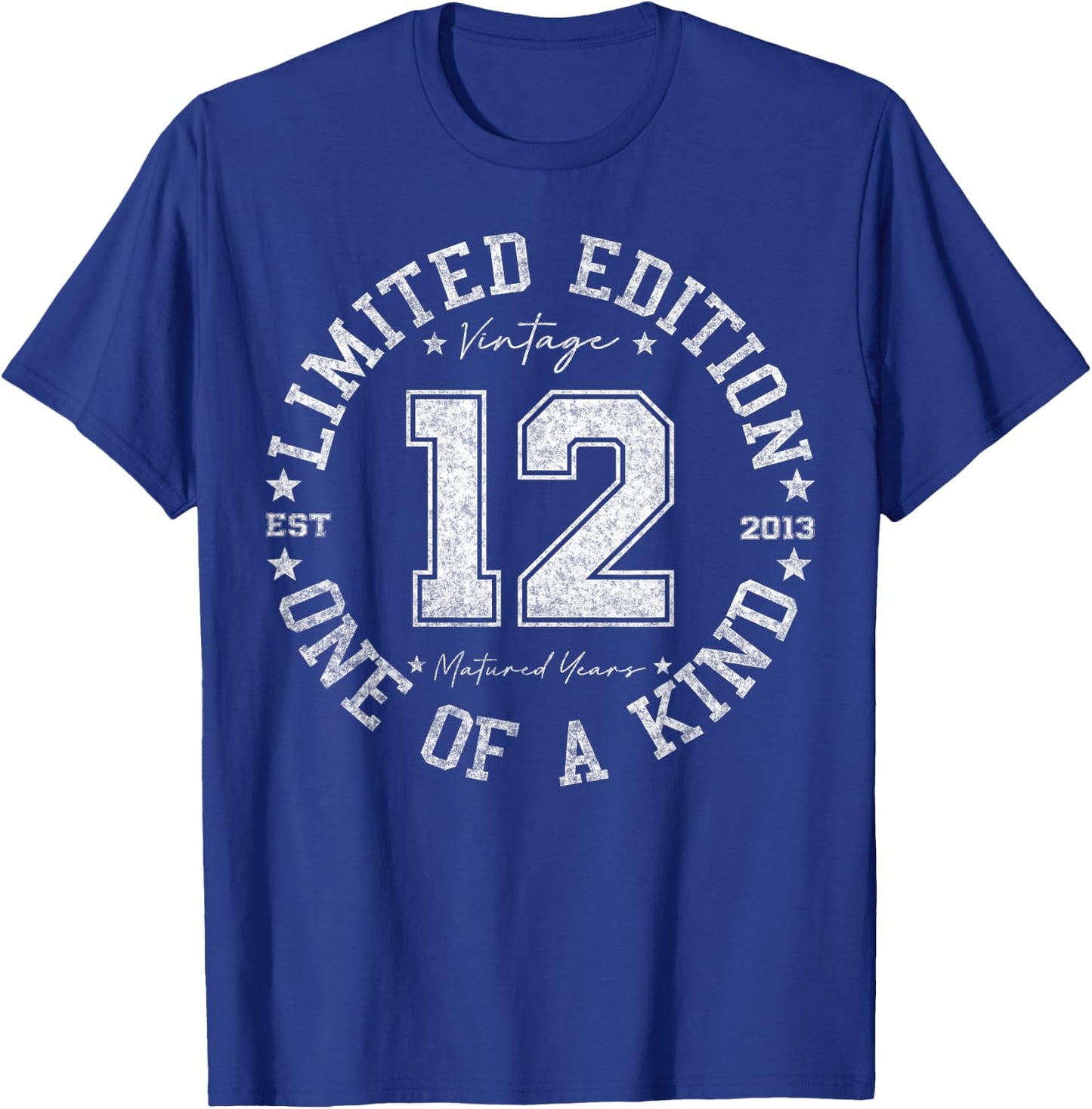 Retro One Of a Kind Shirts Women 2025 12th Birthday , , Black, Small, , Classic, Short Sleeve, Vintage, Number, 12-Year-Olds, Girls, Boys T-Shirt - T-Shirt | Royal
