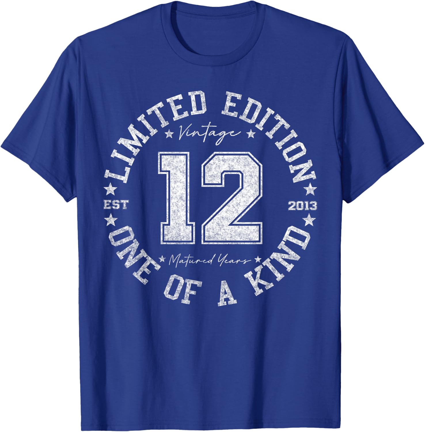 Retro One Of a Kind Shirts Women 2025 12th Birthday , , Black, Small, , Classic, Short Sleeve, Vintage, Number, 12-Year-Olds, Girls, Boys T-Shirt - T-Shirt | Royal