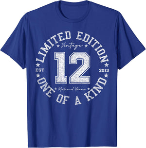 Retro One Of a Kind Shirts Women 2025 12th Birthday , , Black, Small, , Classic, Short Sleeve, Vintage, Number, 12-Year-Olds, Girls, Boys T-Shirt - T-Shirt | Royal