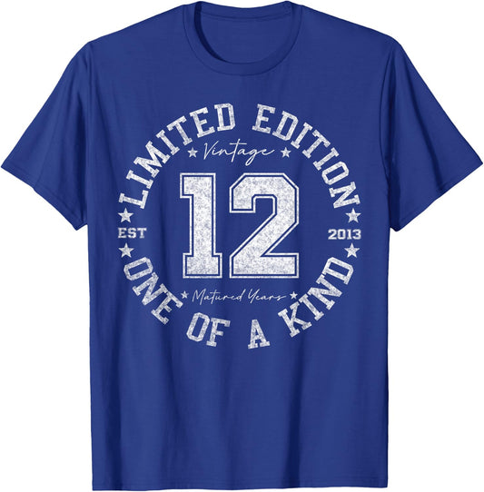 Retro One Of a Kind Shirts Women 2025 12th Birthday , , Black, Small, , Classic, Short Sleeve, Vintage, Number, 12-Year-Olds, Girls, Boys T-Shirt - T-Shirt | Royal