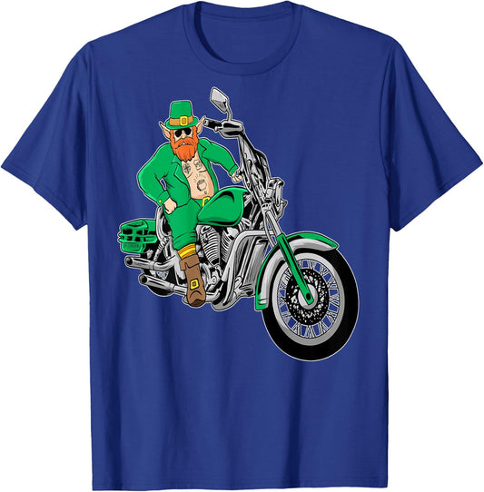 Irish Motorcycle Shirt Biker St Patricks Day Leprechaun Ink T-Shirt - T-Shirt | Royal