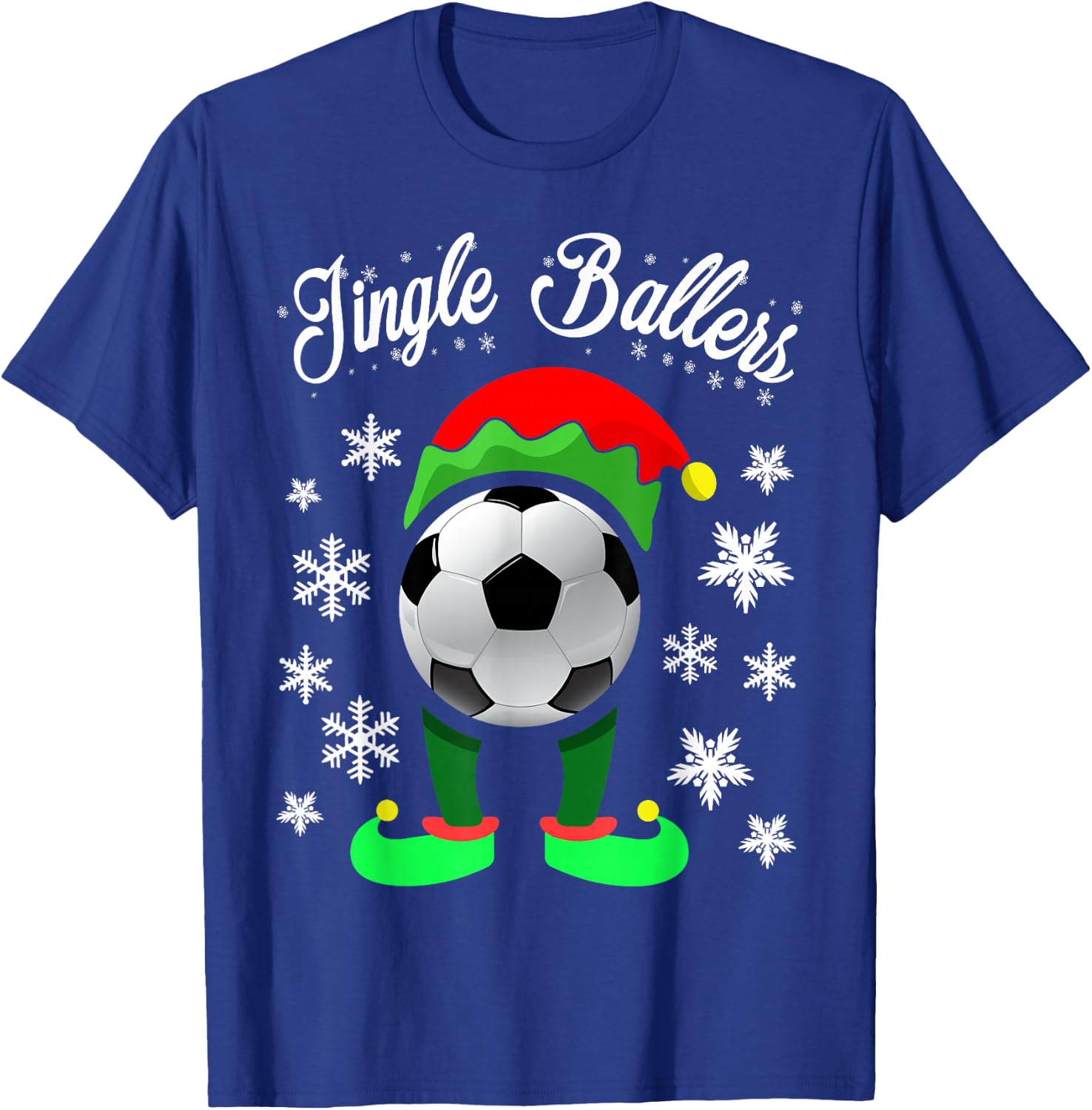 Jingle Ballers Christmas Soccer Football Elf T-Shirt - T-Shirt | Royal
