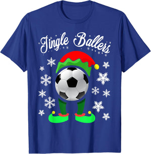 Jingle Ballers Christmas Soccer Football Elf T-Shirt - T-Shirt | Royal