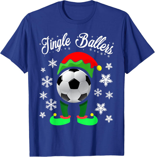 Jingle Ballers Christmas Soccer Football Elf T-Shirt - T-Shirt | Royal