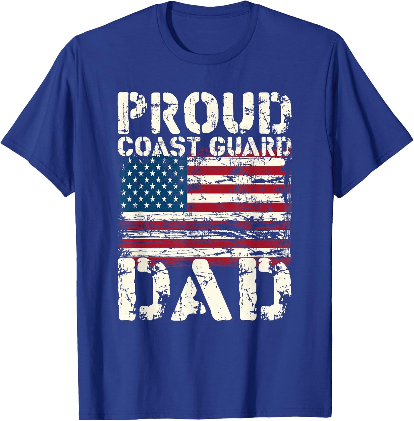 Coast Guard Dad USCG Distressed US American Flag Gift T-Shirt - T-Shirt | Royal