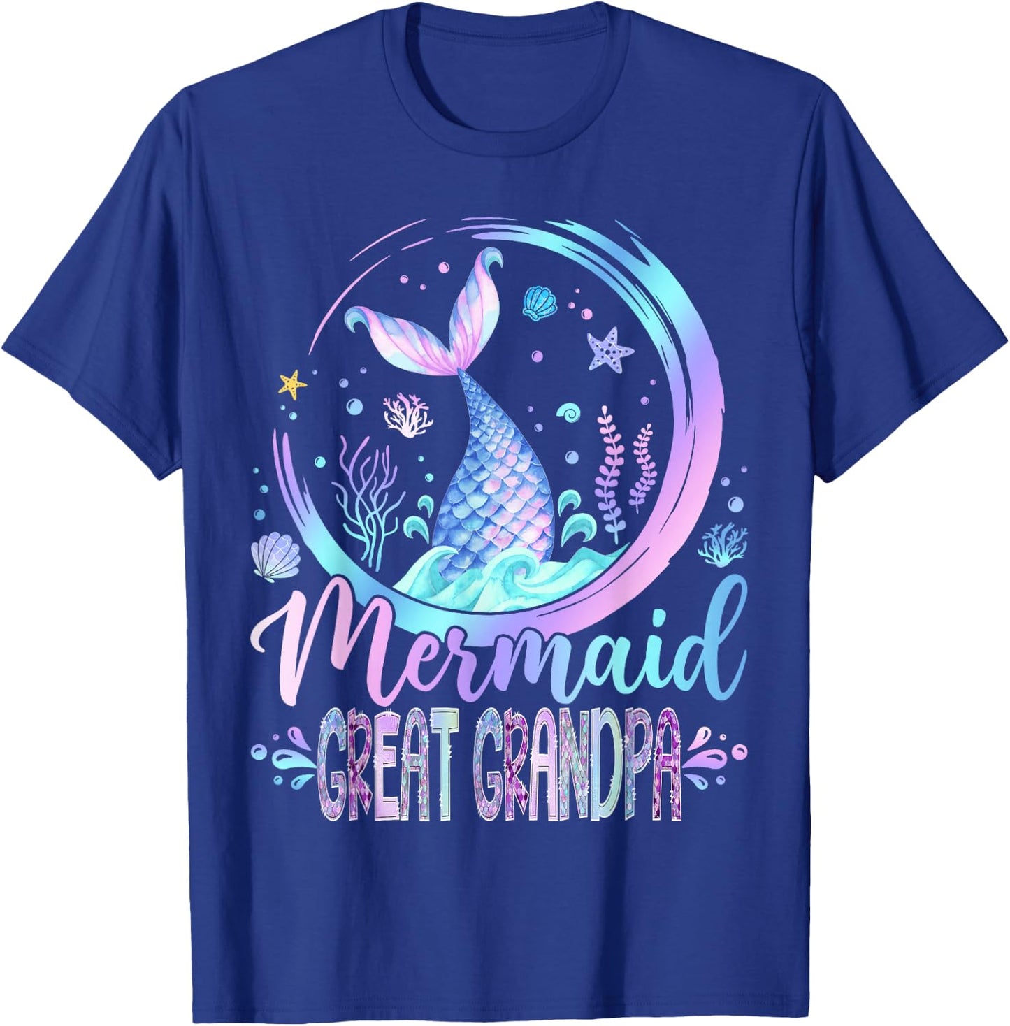 Mermaid Great Grandpa Family Matching Girl Birthday Party T-Shirt - T-Shirt | Royal