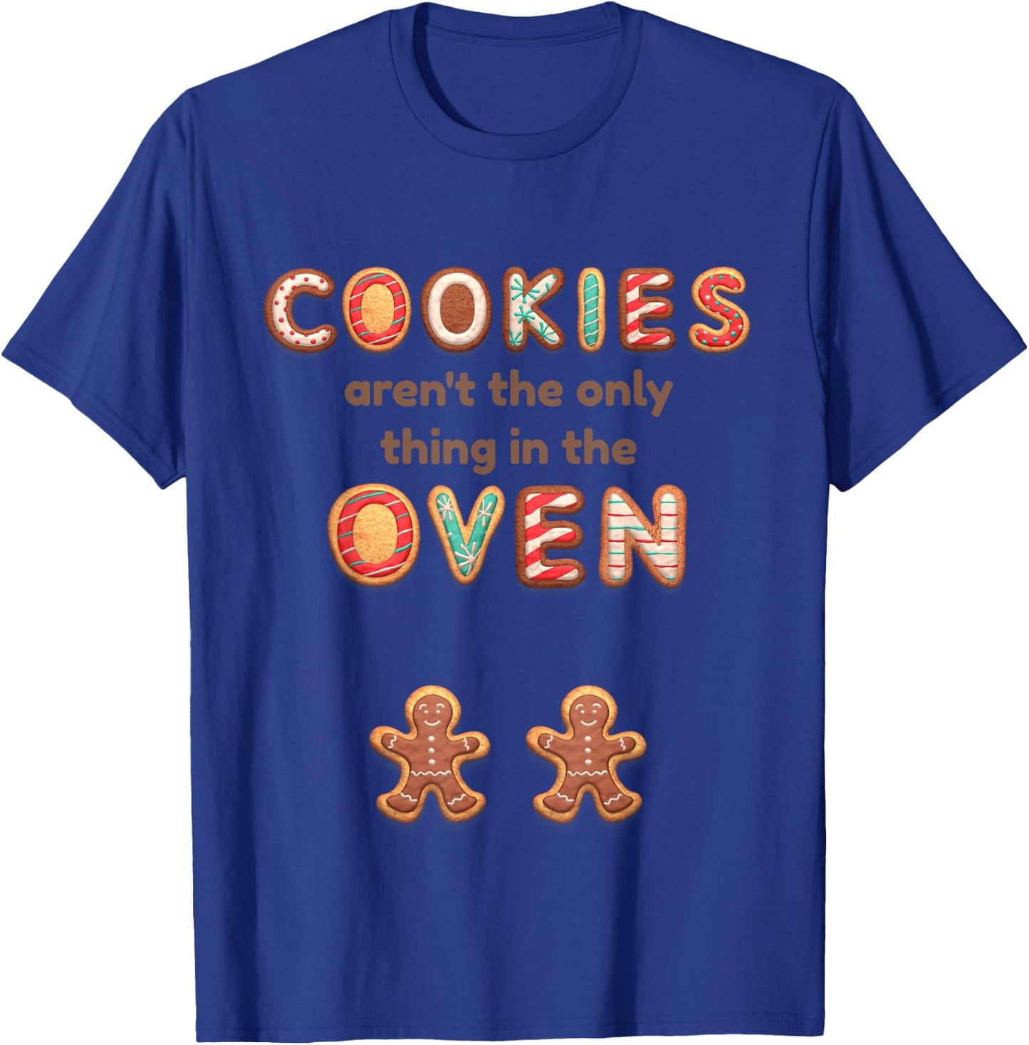 Twin Pregnancy Christmas Announcement Baking Cookies T-Shirt - T-Shirt | Royal