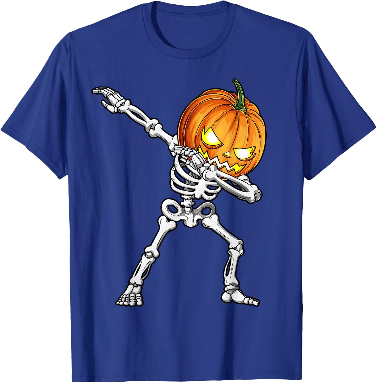 Halloween Boys Dabbing Skeleton Scary Pumpkin Jack O Lantern T-Shirt - T-Shirt | Royal