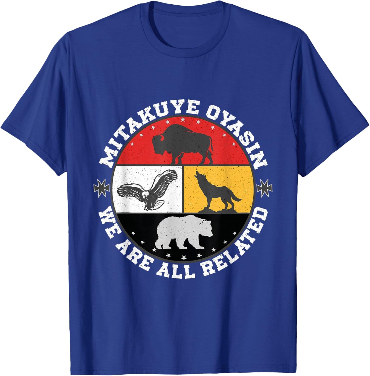 Native American spiritual Medicine Wheel Mitakuye Oyasin T-Shirt - T-Shirt | Royal