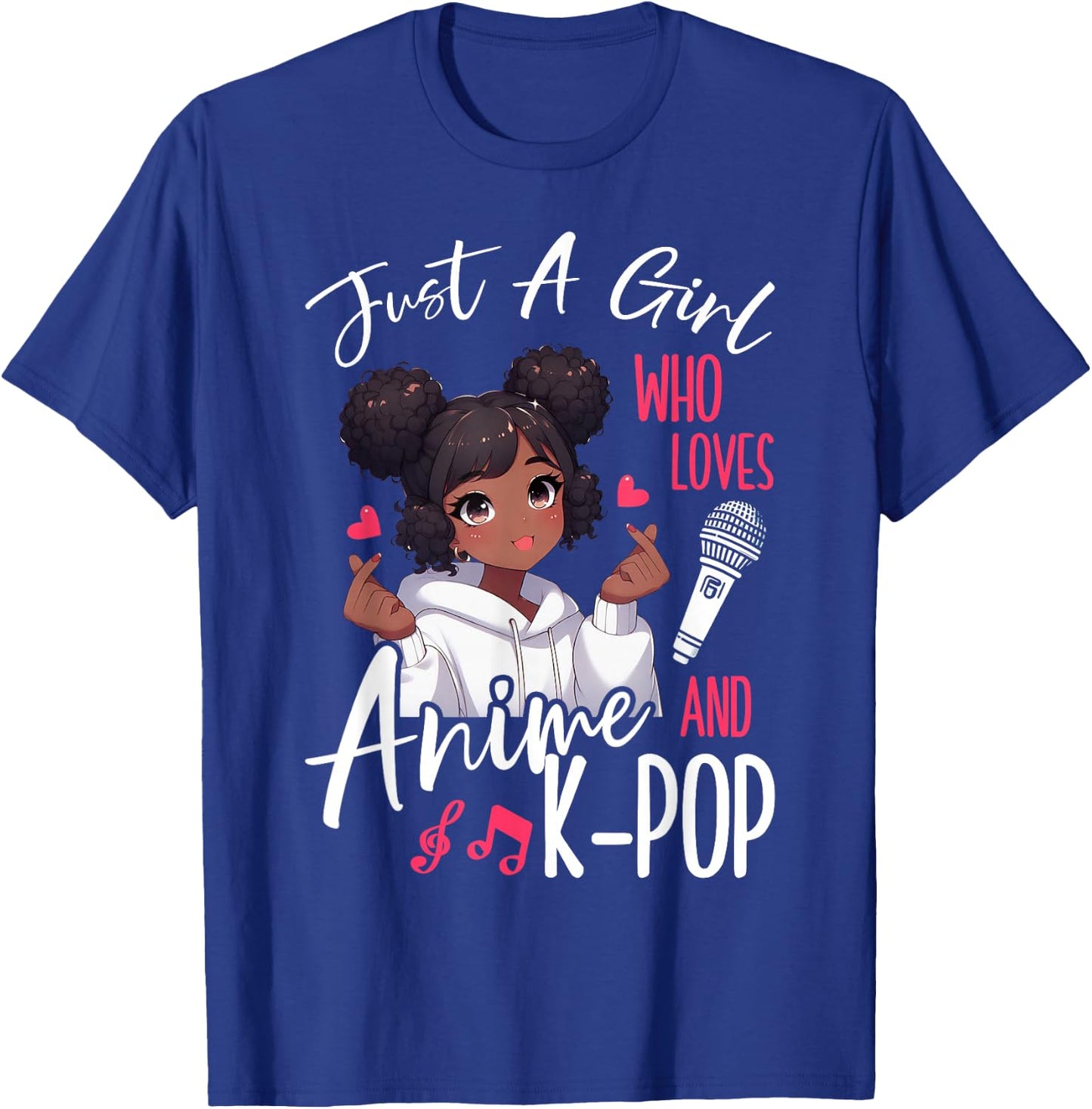 Just A Girl Who Loves Anime and K-Pop African American Afro T-Shirt - T-Shirt | Royal