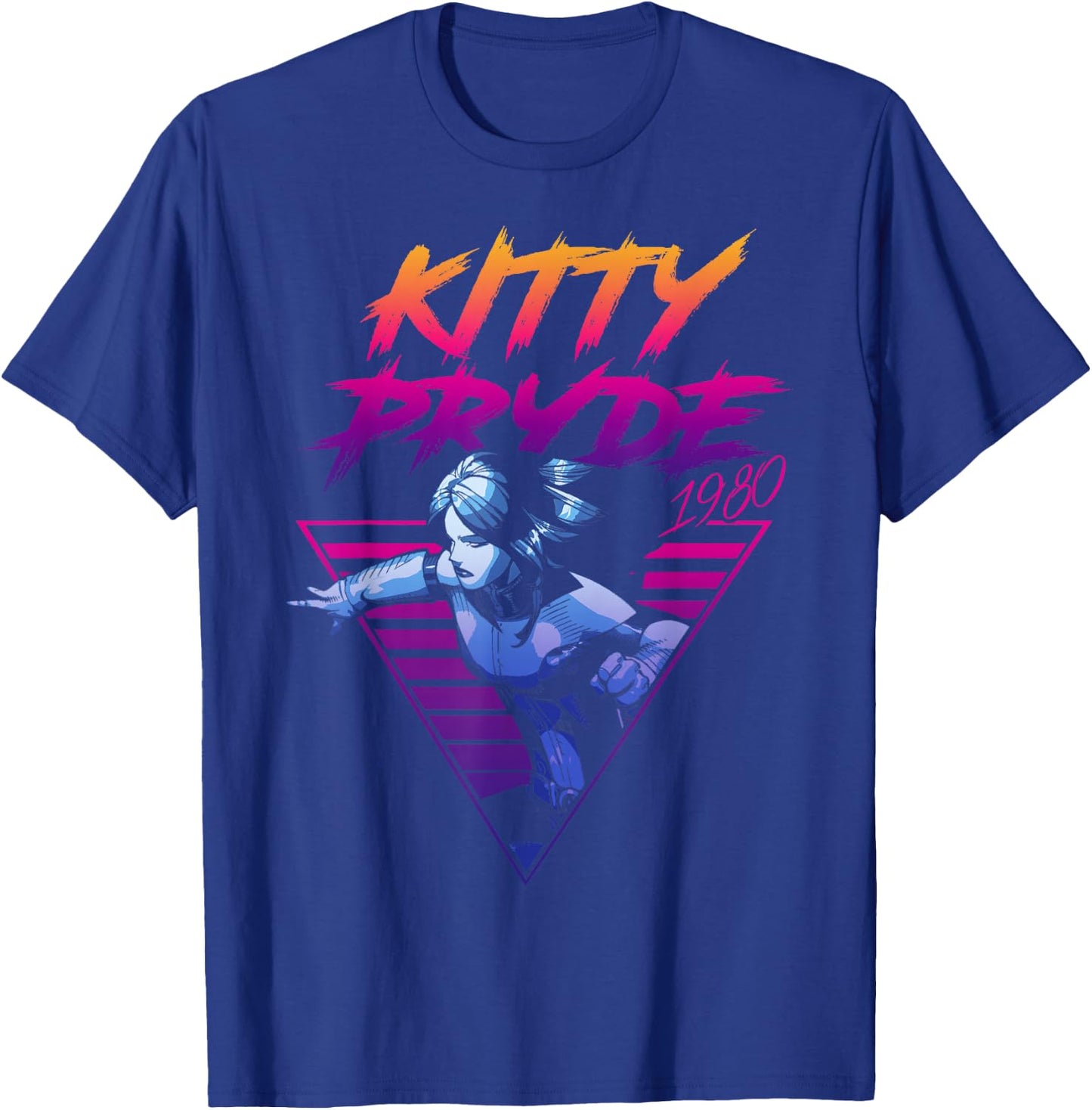 Marvel X-Men Kitty Pryde Retro Neon Triangle Graphic T-Shirt - T-Shirt | Royal
