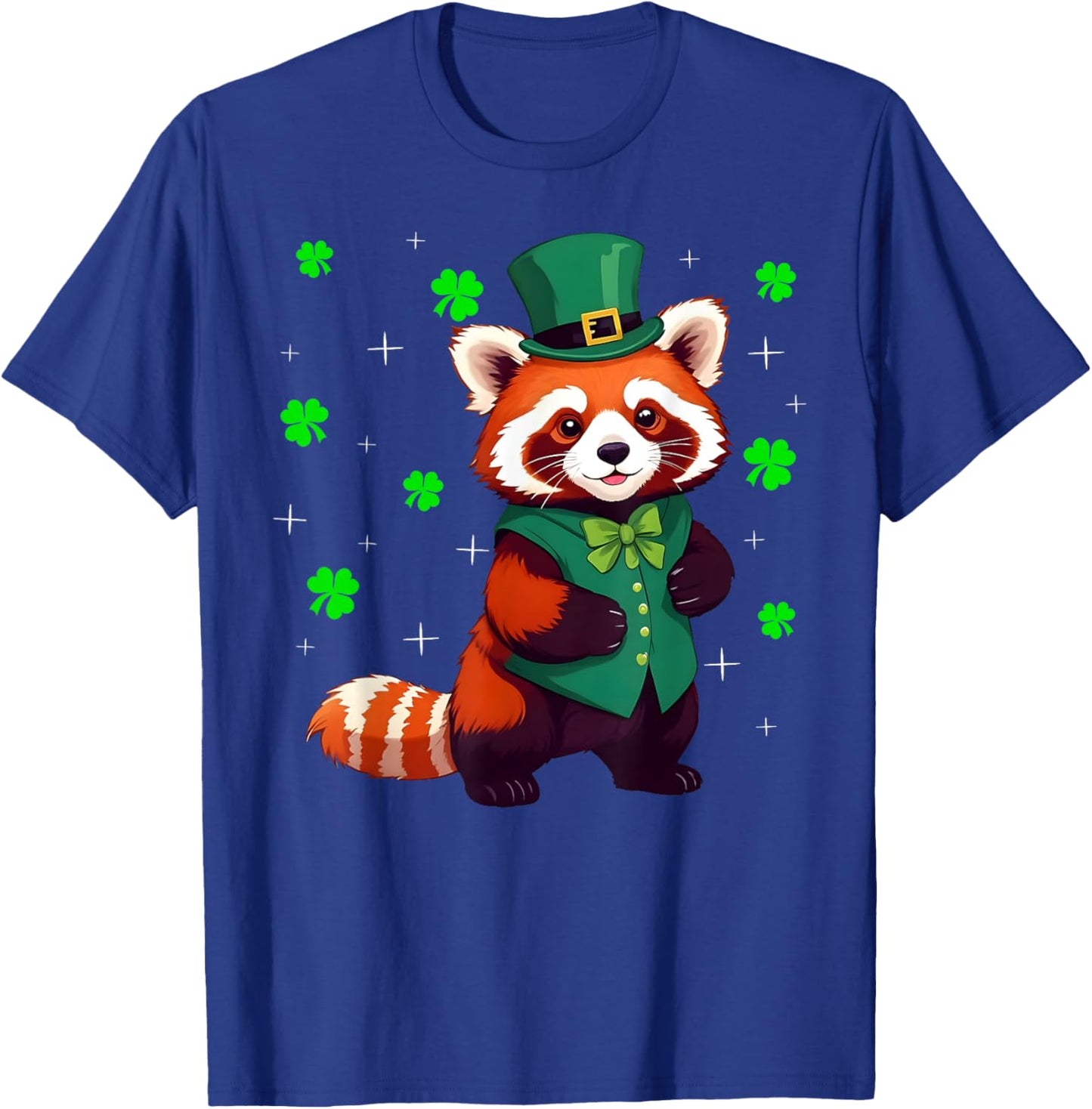 Irish Shamrock Leprechaun Hat Red Panda St Patrick's Day T-Shirt - T-Shirt | Royal