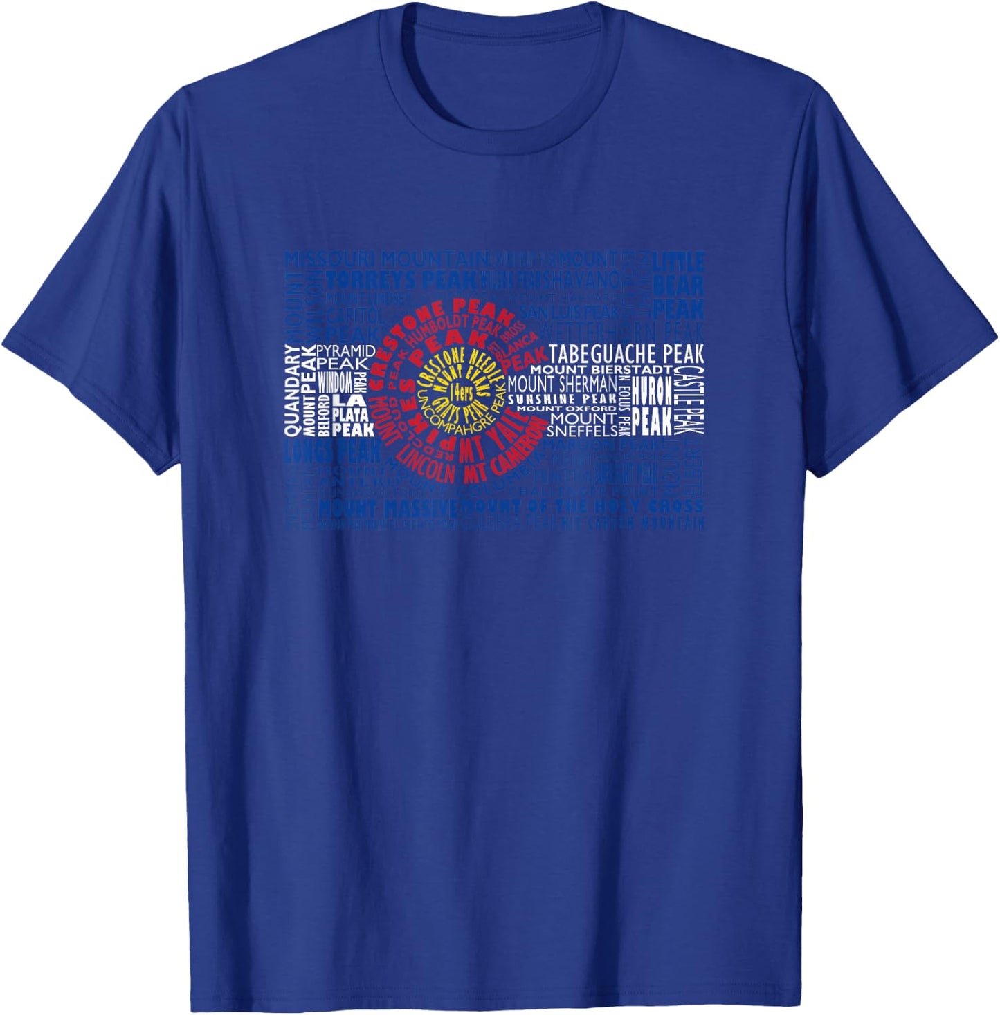 Colorado Fourteeners State Flag 14er Hiker Climber Gift T-Shirt - T-Shirt | Royal
