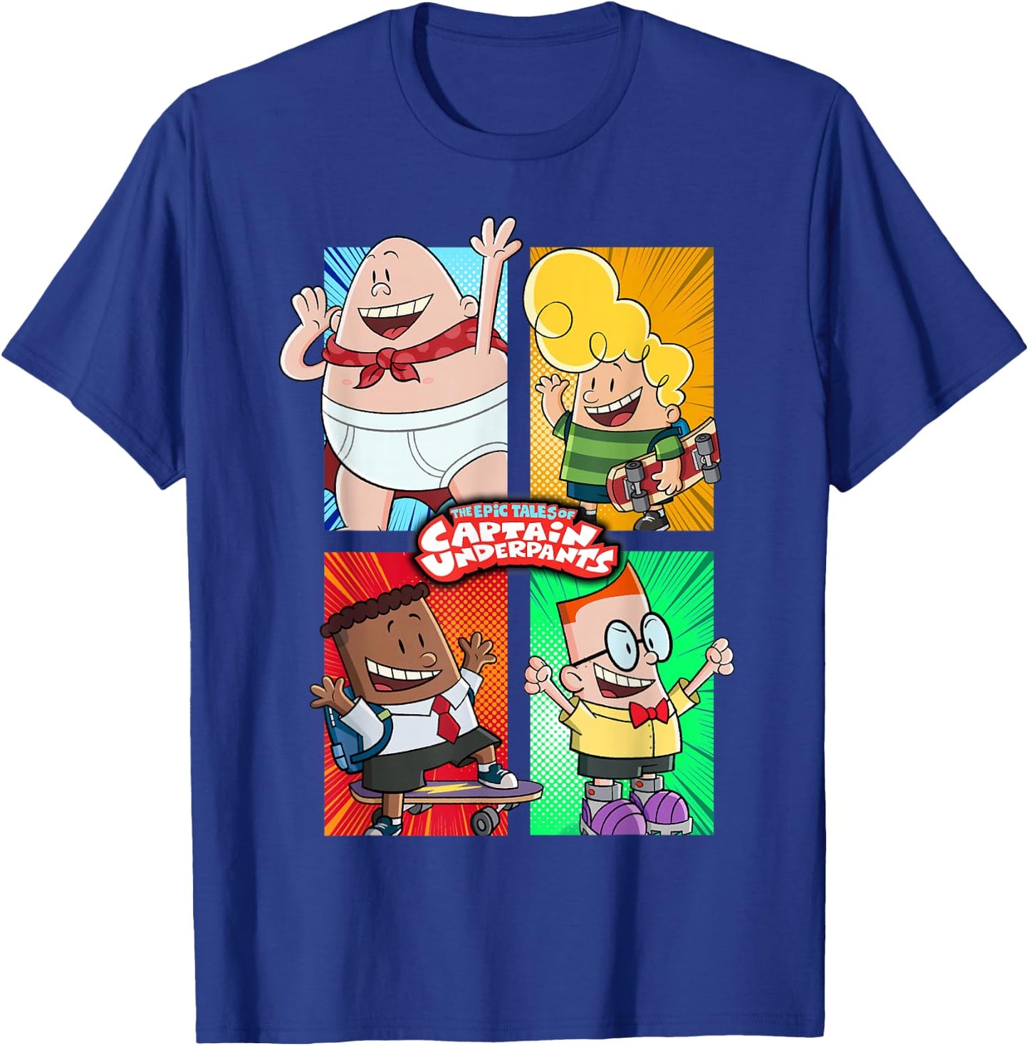 Captain Underpants The First Epic Movie 4 Square Friends T-Shirt - T-Shirt | Royal