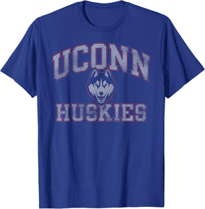 Connecticut Huskies Vintage Worn Navy Officially Licensed T-Shirt - T-Shirt | Royal