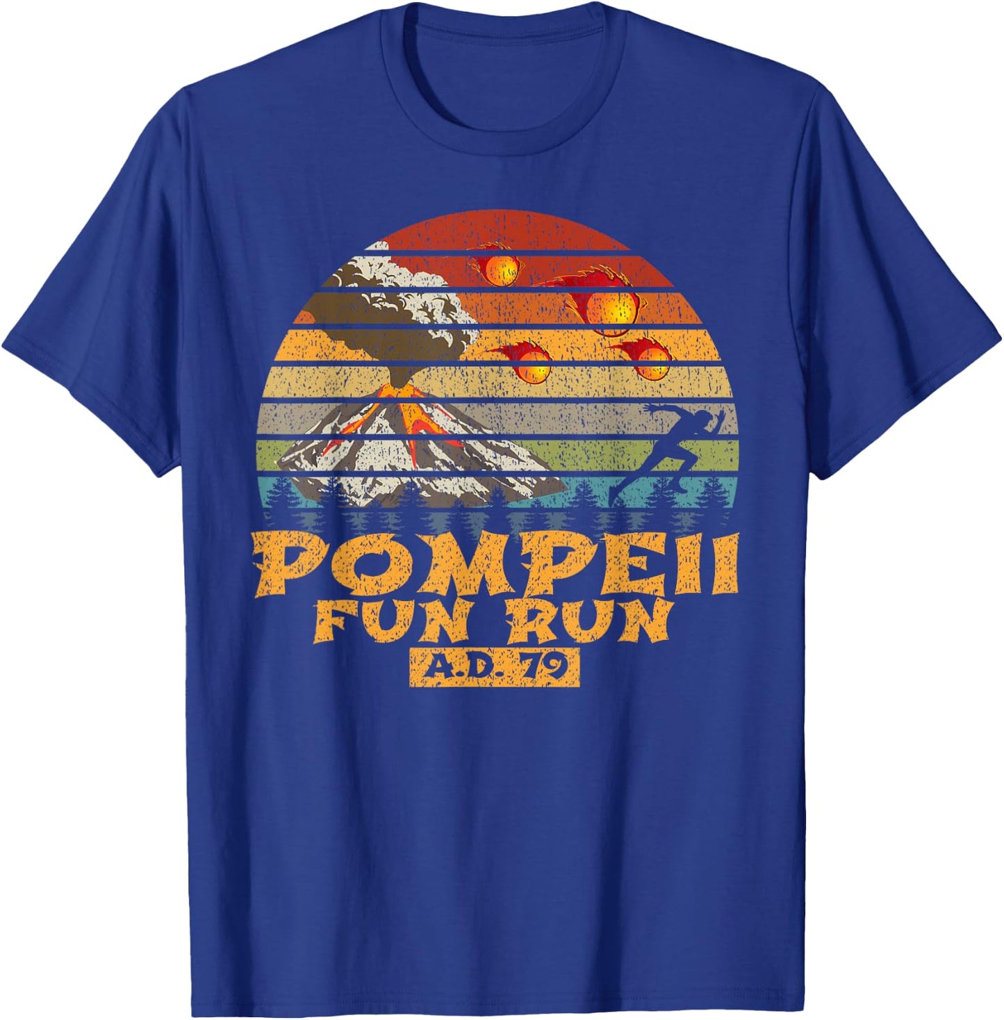 Pompeii Fun Run Display Vintage Retro Distressed T-Shirt - T-Shirt | Royal