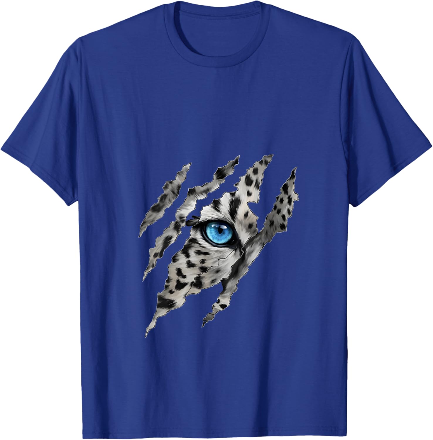 Women's Beautiful Snow Leopard Piercing Blue Eye Claw Animal Design V-Neck T-Shirt - T-Shirt | Royal
