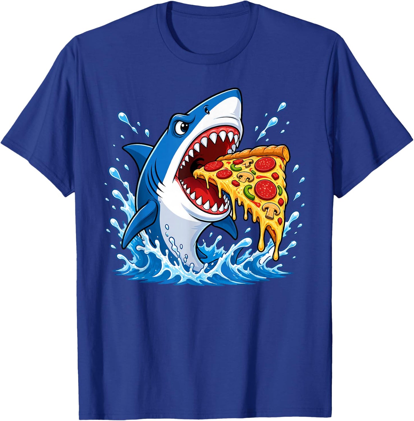 Shark Pizza Lover Foodie Fun Shark Eating Pizza Slice T-Shirt - T-Shirt | Royal