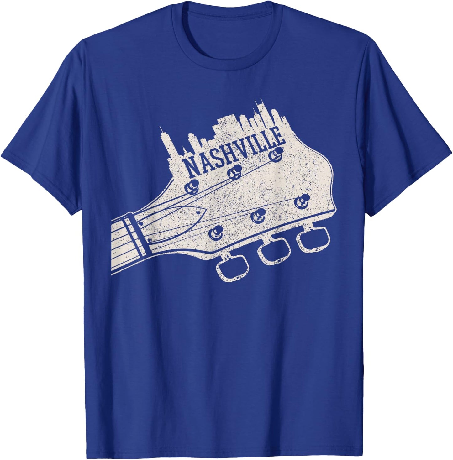Nashville Guitar Skyline Country Music City Tennessee T-Shirt - T-Shirt | Royal