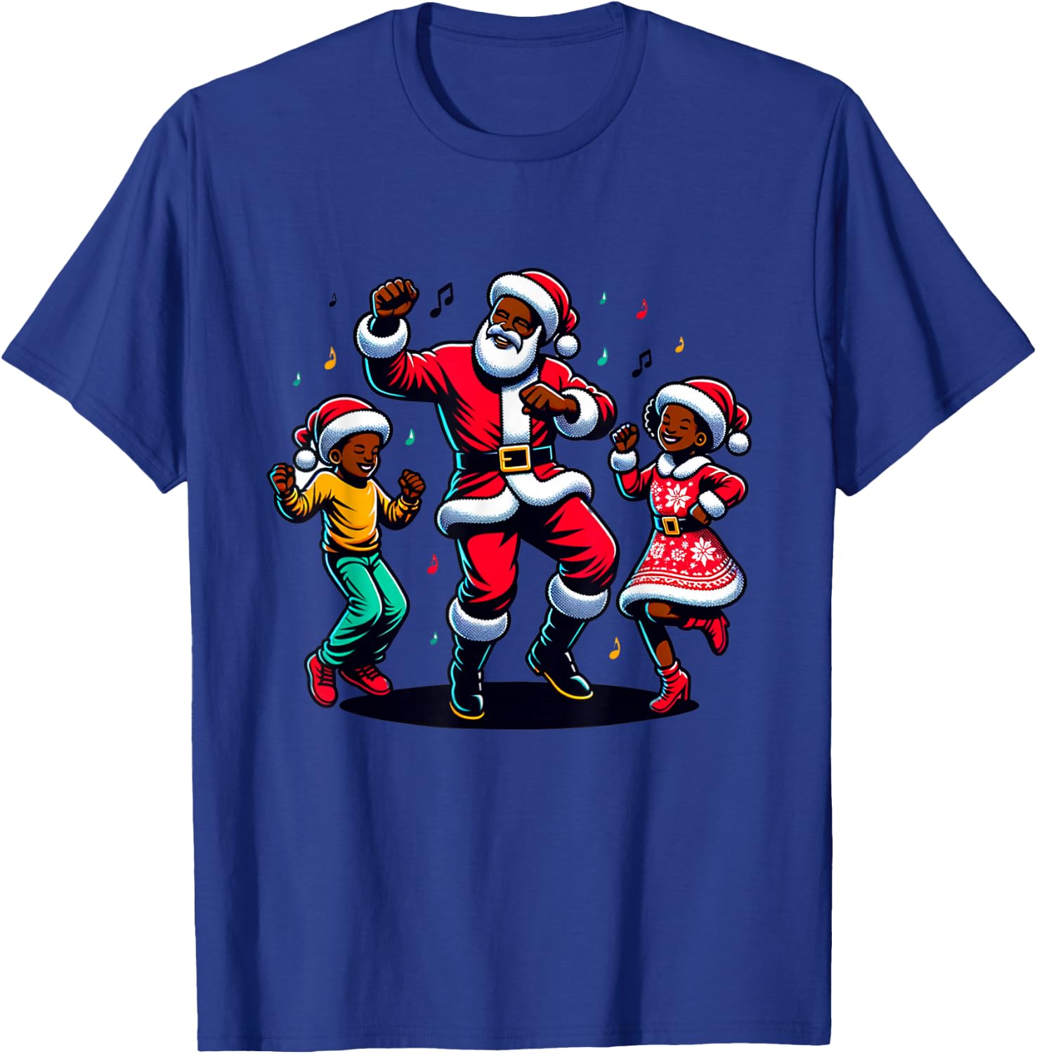 Black Christmas African American Santa Claus Christmas PJ T-Shirt - T-Shirt | Royal