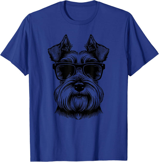 Miniature Schnauzer Miniature Schnauzer dog with sunglasses T-Shirt - T-Shirt | Royal