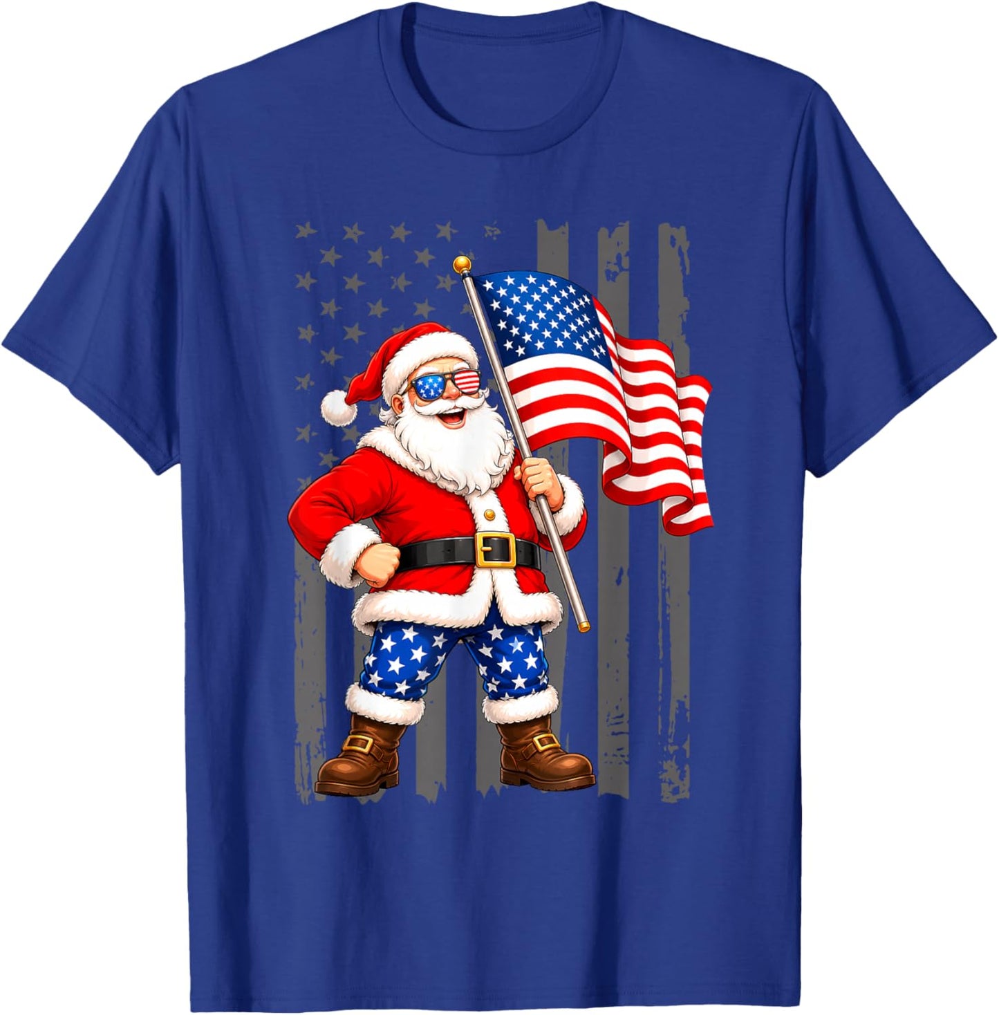 Patriotic Santa USA American Flag Christmas 4th of July Men T-Shirt - T-Shirt | Royal