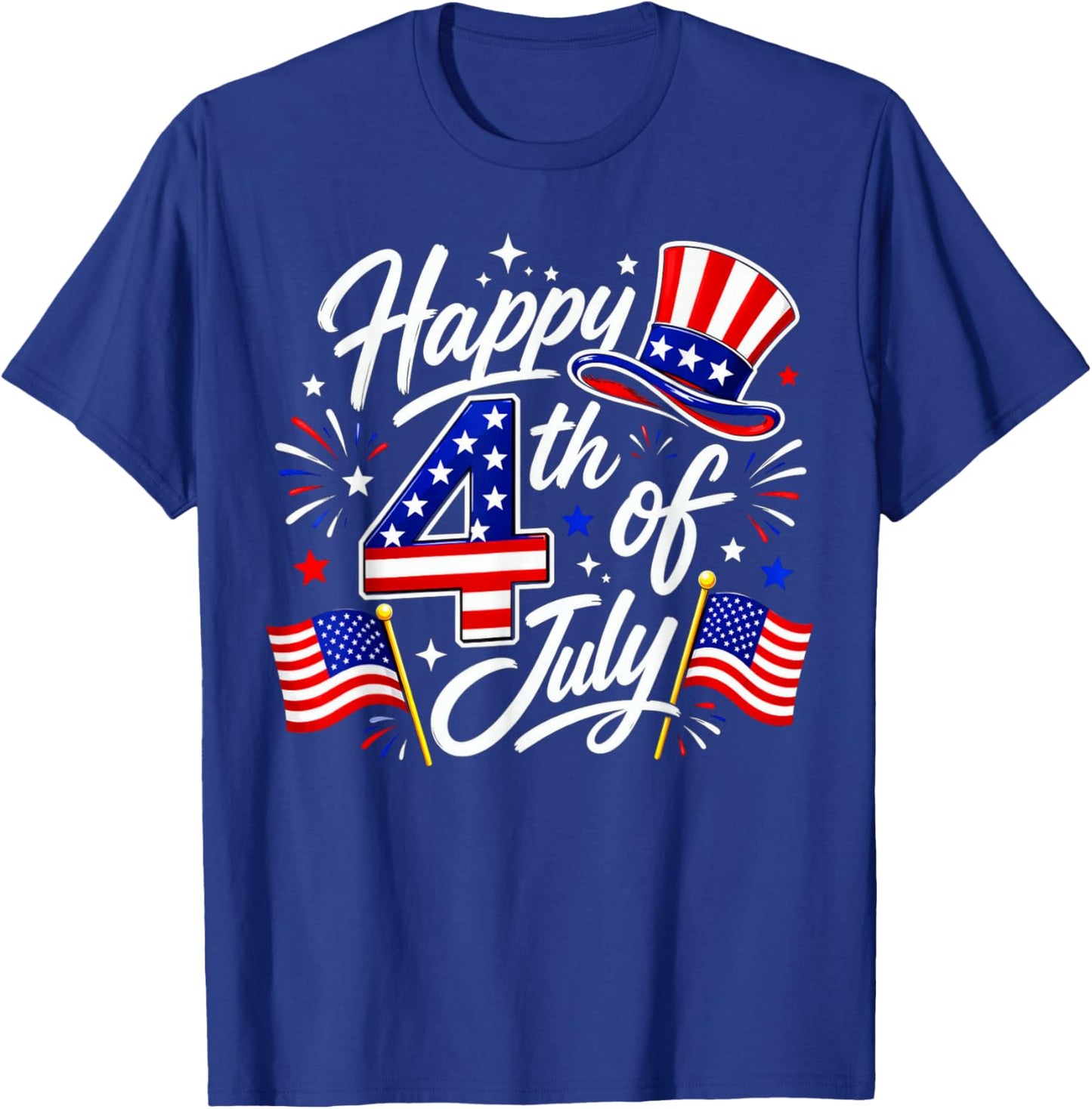 Happy 4th of July Patriotic American Flag USA T-Shirt - T-Shirt | Royal