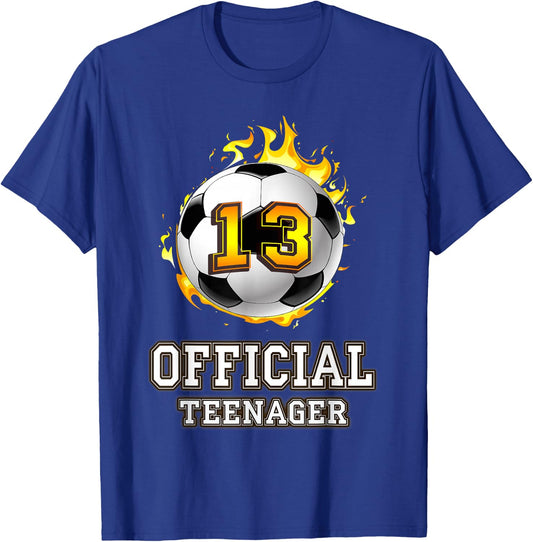 Official Teenager Soccer 13th Birthday Football Gift T-Shirt - T-Shirt | Royal