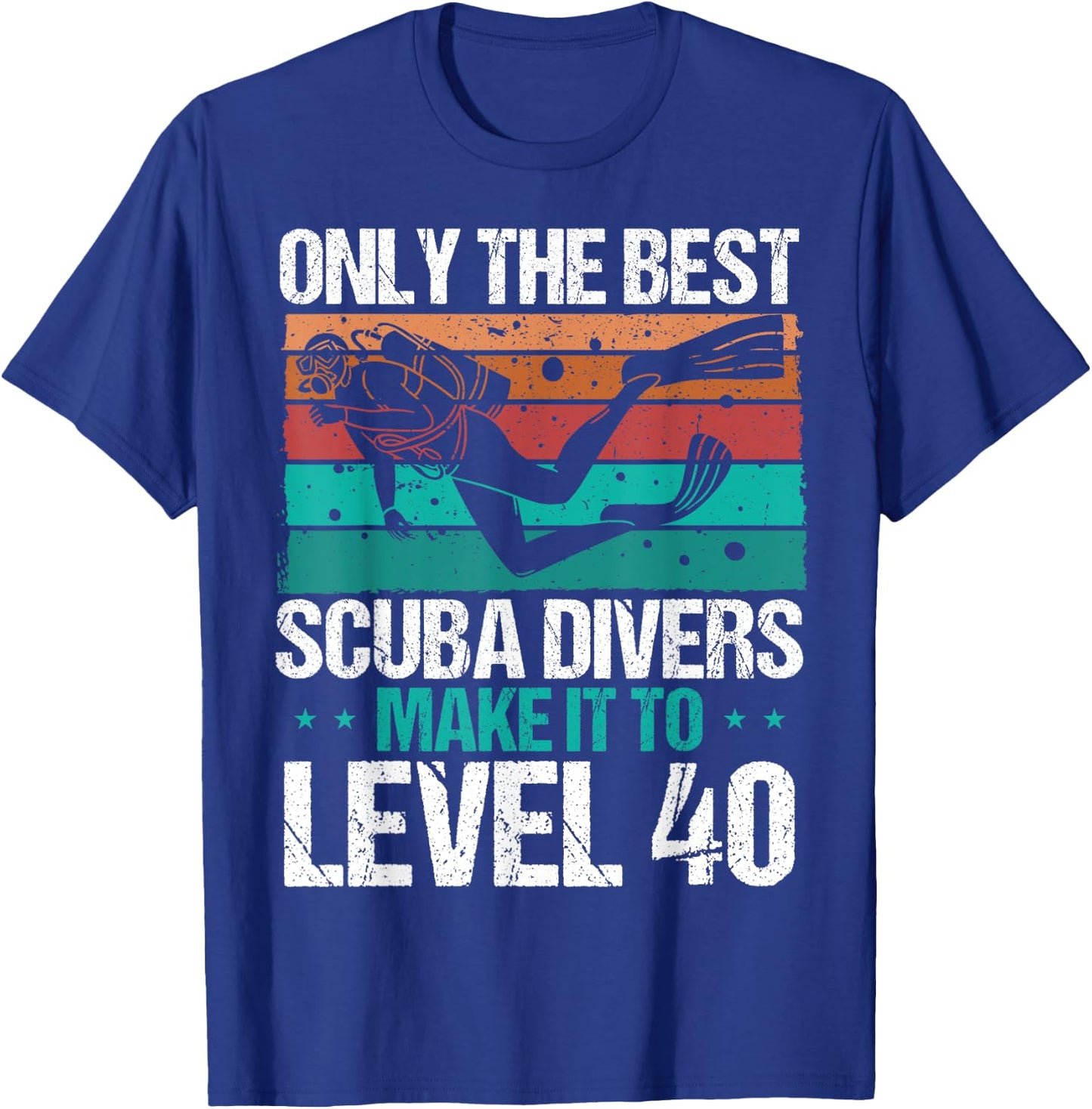 40 Birthday Scuba Diving Level 40 Year Old Diver Snorkeling T-Shirt - T-Shirt | Royal