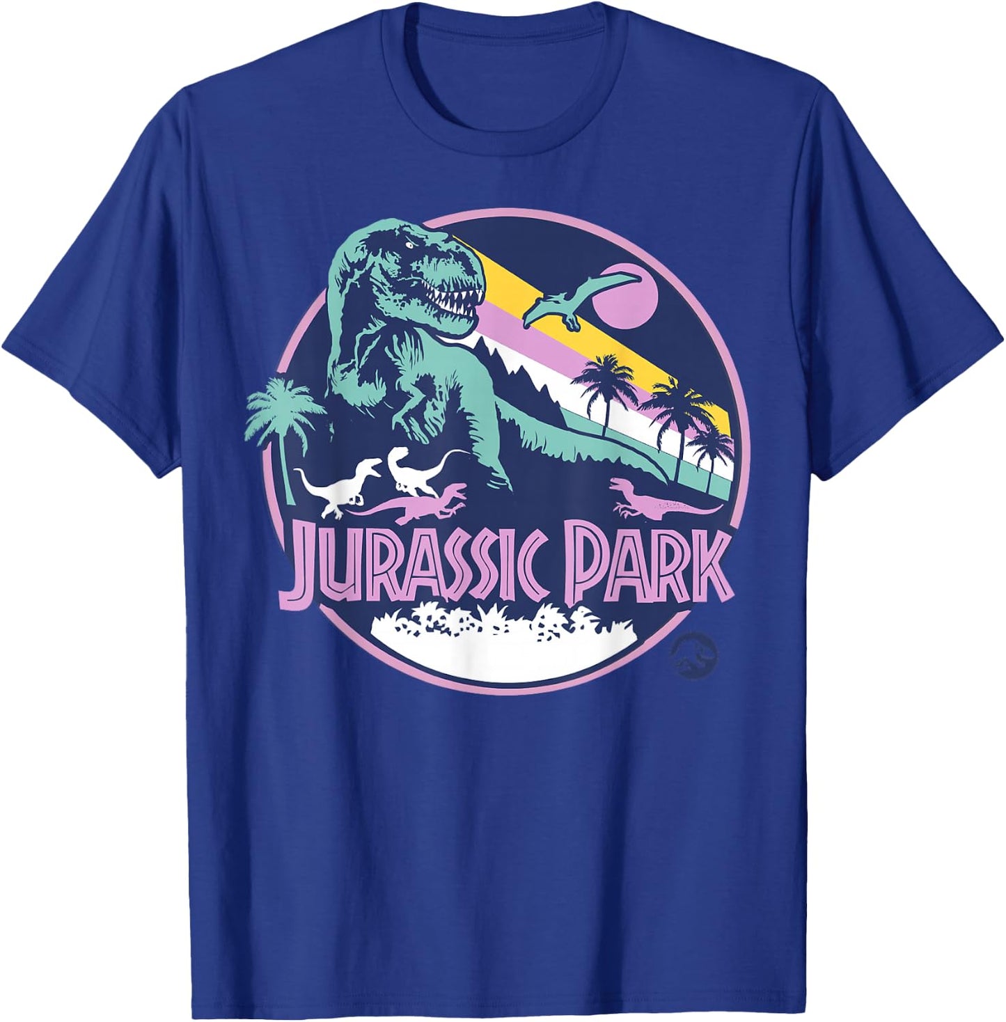Jurassic Park Purple Retro Dinosaur Scene T-Shirt - T-Shirt | Royal