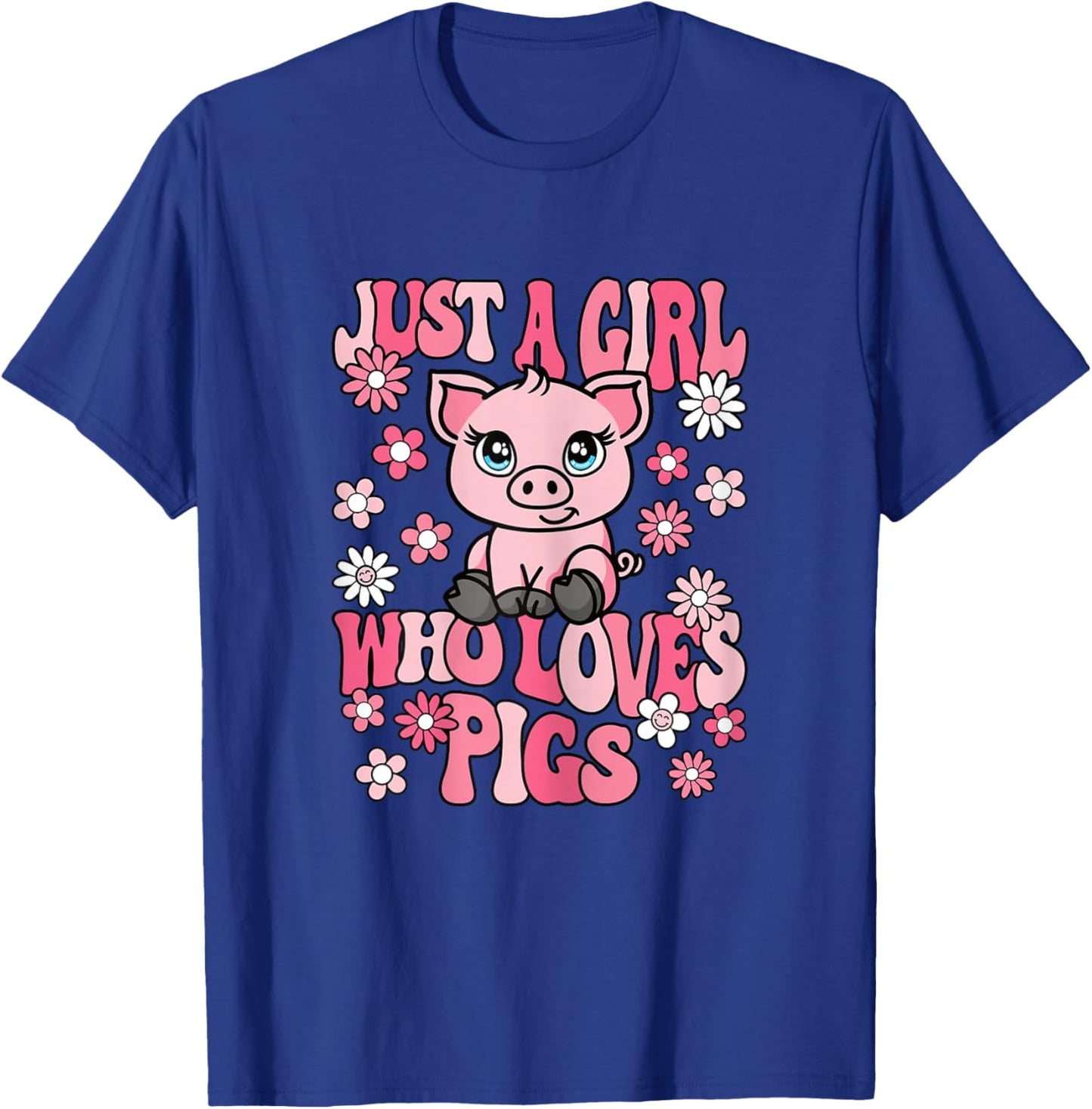 Just A Girl Who Loves Pigs Groovy Pig Lover Girls Kids T-Shirt - T-Shirt | Royal