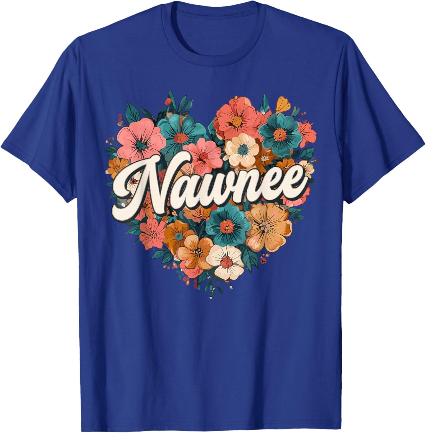 Nawnee Floral Heart Flower Mother's Day Retro Vintage T-Shirt - T-Shirt | Royal