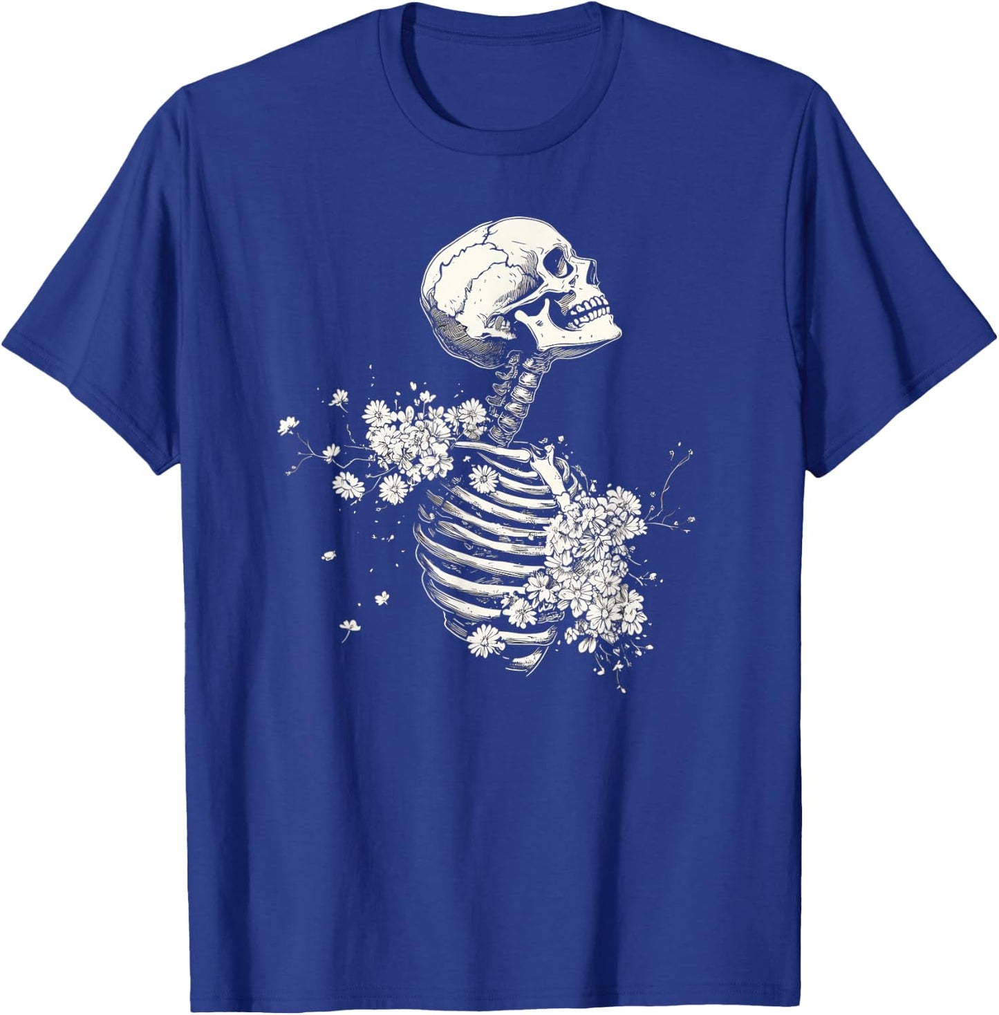 Floral Skeleton Gothic Occult Witchy Dark Creepy Design T-Shirt - T-Shirt | Royal