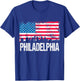 US Flag American City Skyline Philadelphia Pennsylvania USA T-Shirt - T-Shirt | Royal