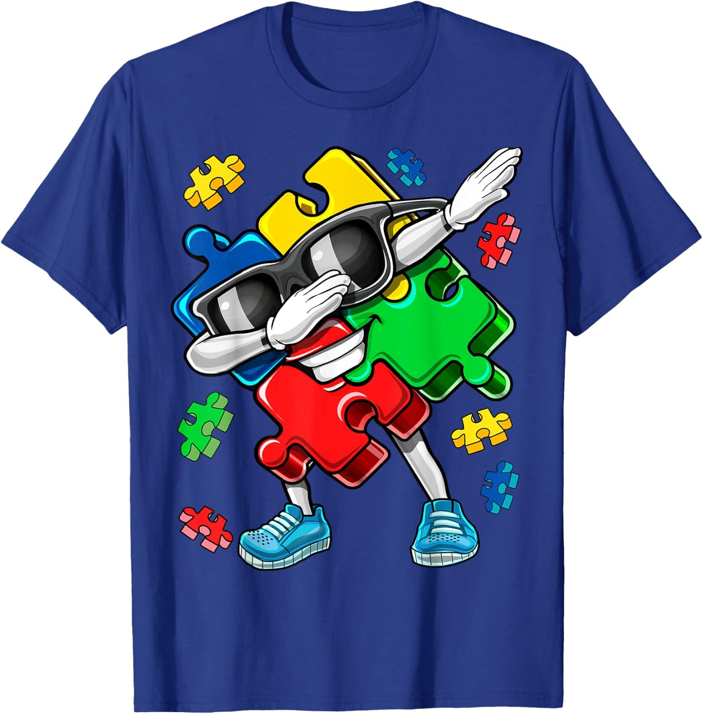 Autism Awareness Dabbing Puzzle Piece Kids Gift Boys T-Shirt - T-Shirt | Royal