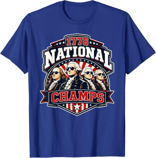 1776 National Champs 4th of July 250th Founding Fathers T-Shirt - T-Shirt | Royal