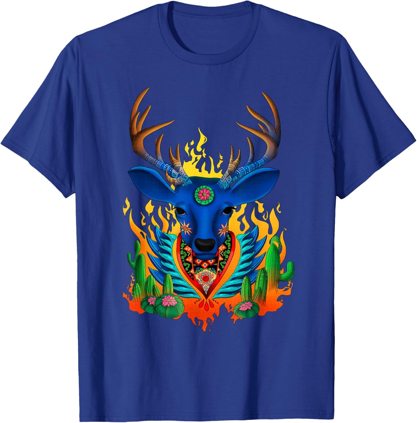 Impeccable Jaguar Third Eye Huichol Deer - Men's Black Small Classic Fit Short Sleeve T-Shirt - T-Shirt | Royal