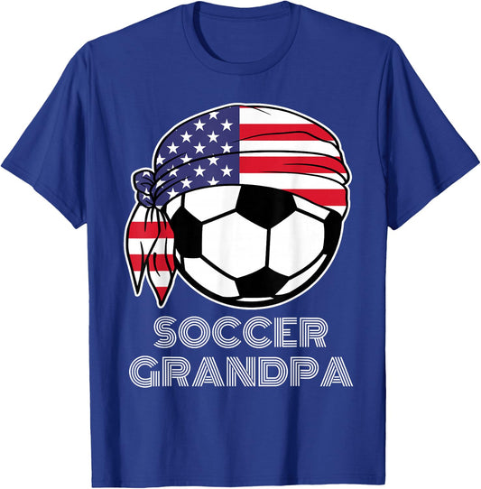 Soccer Grandpa USA Grandfather American Family Pride Soccer T-Shirt - T-Shirt | Royal