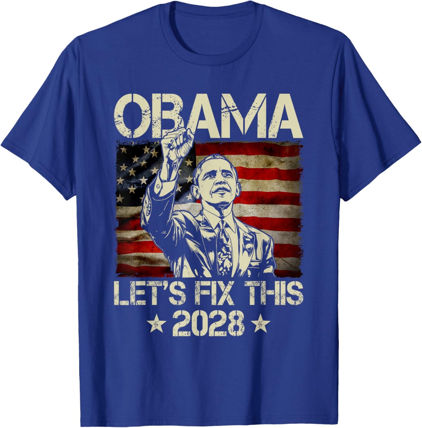 Obama 2028 Let's Fix This Obama 48th President USA Flag T-Shirt - T-Shirt | Royal