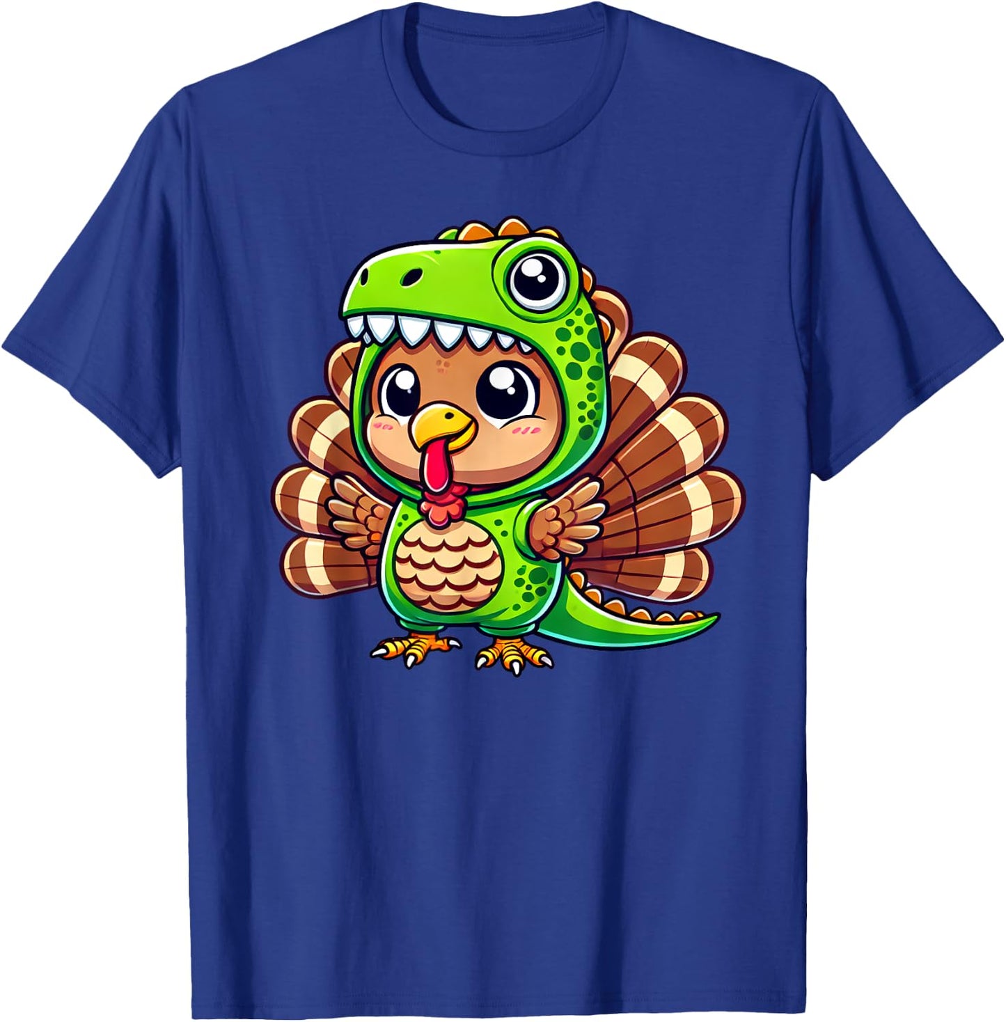 Thanksgiving Turkey in T-Rex Costume Funny Dinosaur Disguise T-Shirt - T-Shirt | Royal