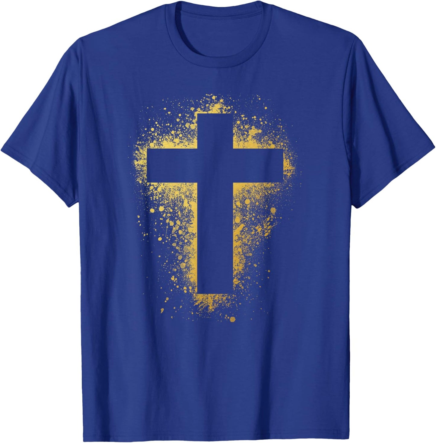 Gold Effect Crucifix , paint splatter, art, God, amen T-Shirt - T-Shirt | Royal