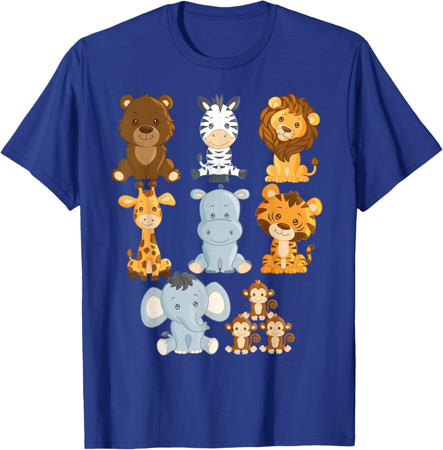 Boy's Girl's Safari Zoo Jungle Animals For Toddlers T-Shirt - T-Shirt | Royal