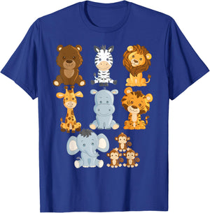 Boy's Girl's Safari Zoo Jungle Animals For Toddlers T-Shirt - T-Shirt | Royal